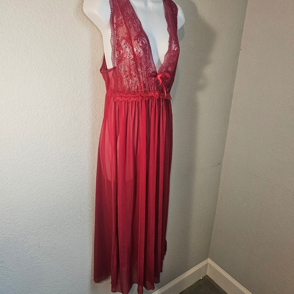 Sexy red chiffon like size lrg to xl nightgown fairy core ballet core slip‎
